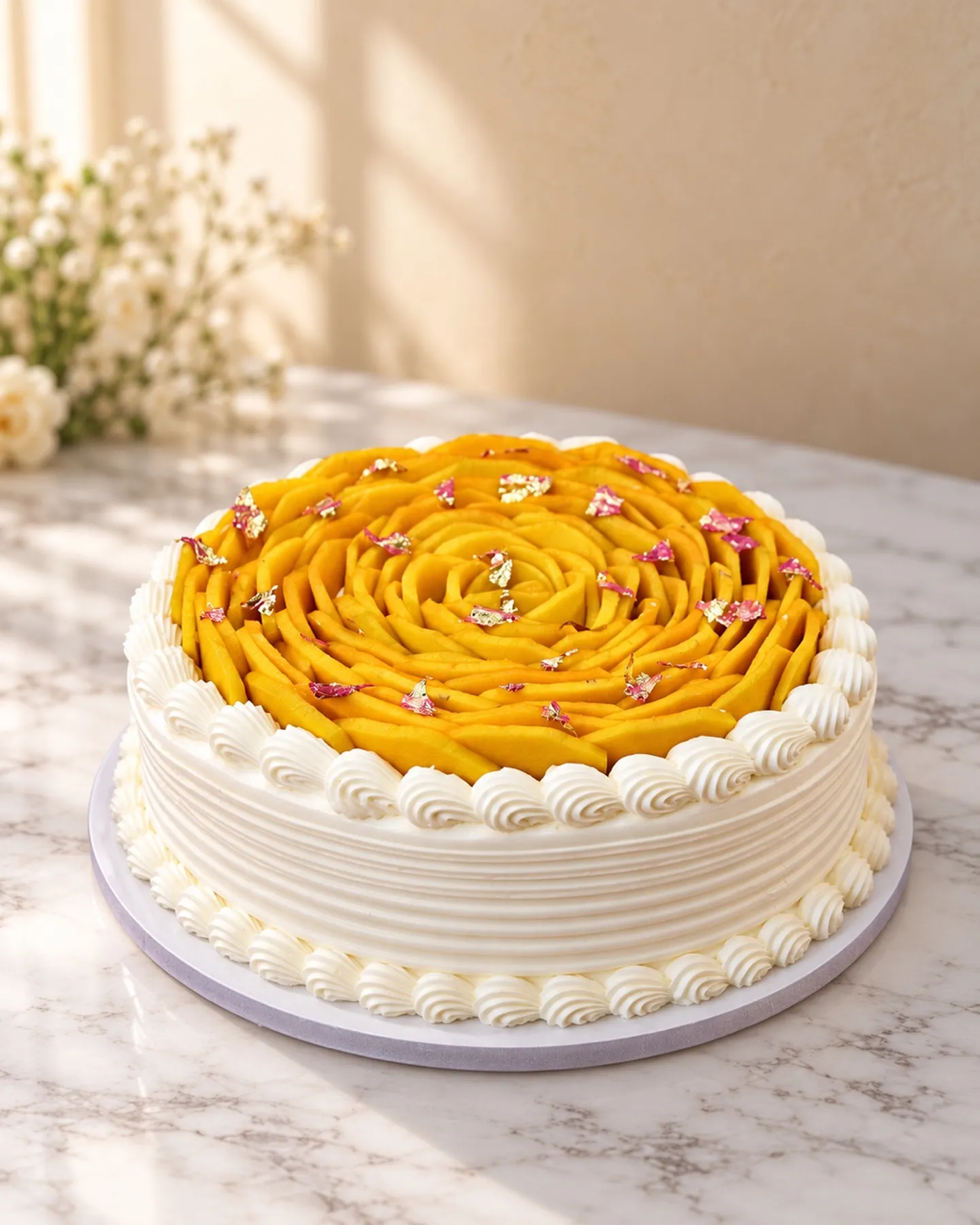 Mango rose cake