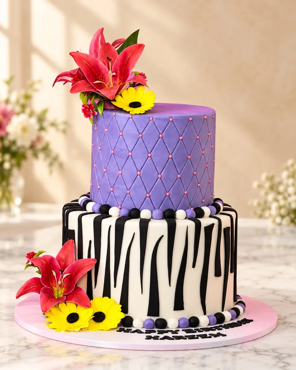 Lily and zebra two-tier