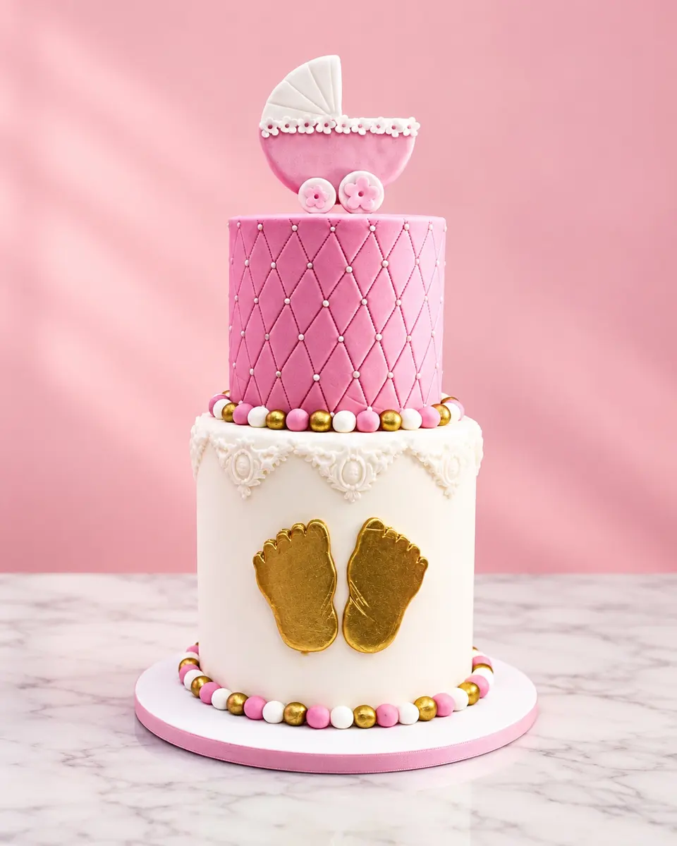 Baby-shower cake with pram