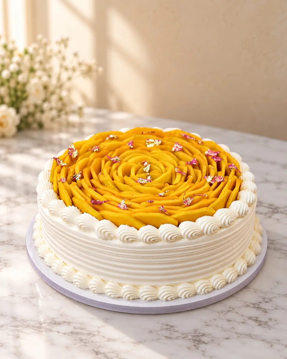 Mango rose cake