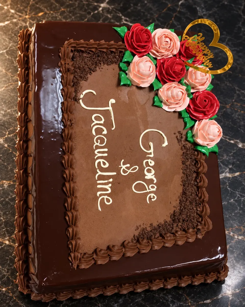 Chocolate sheet cake with sugar roses