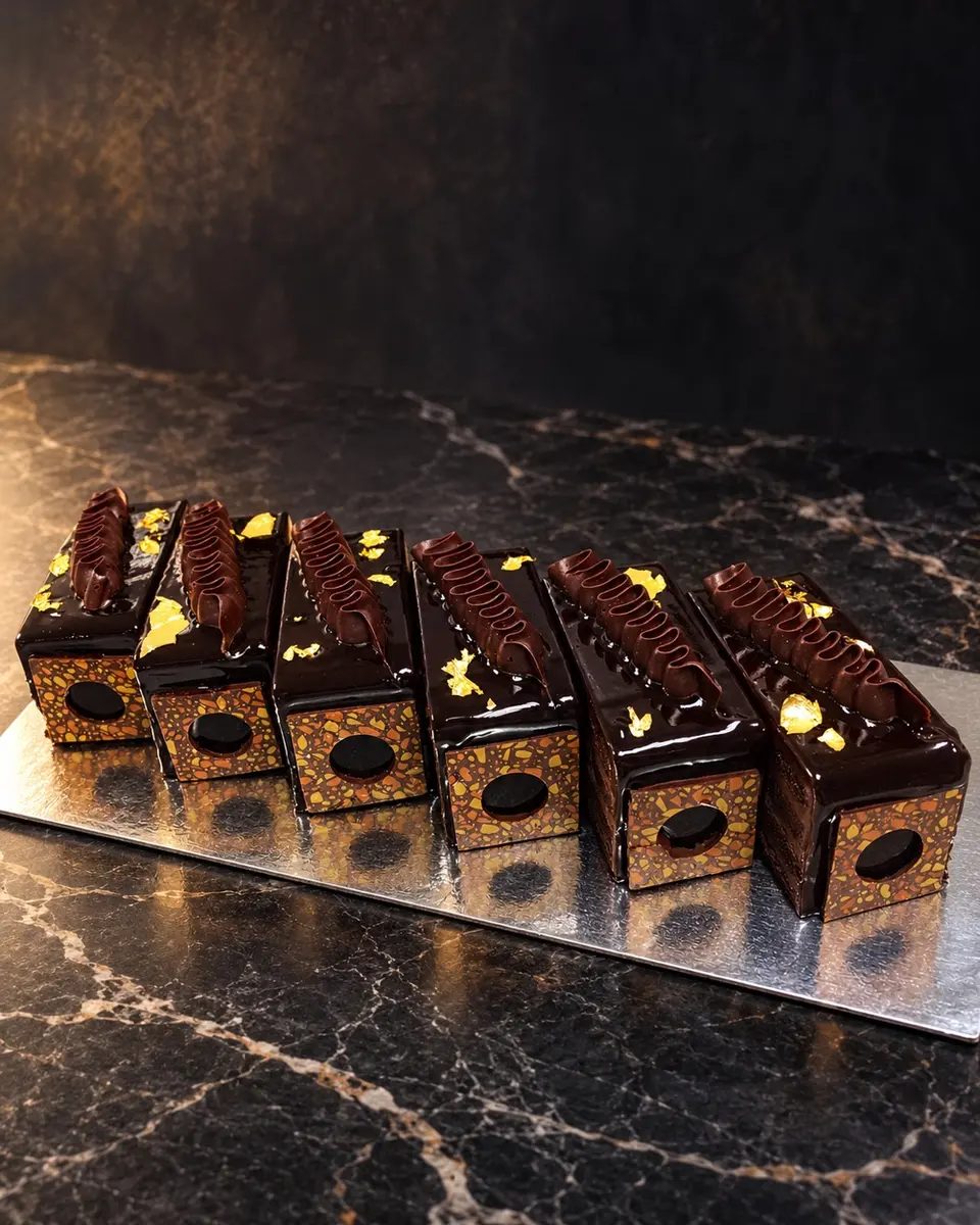 Chocolate entremet slices