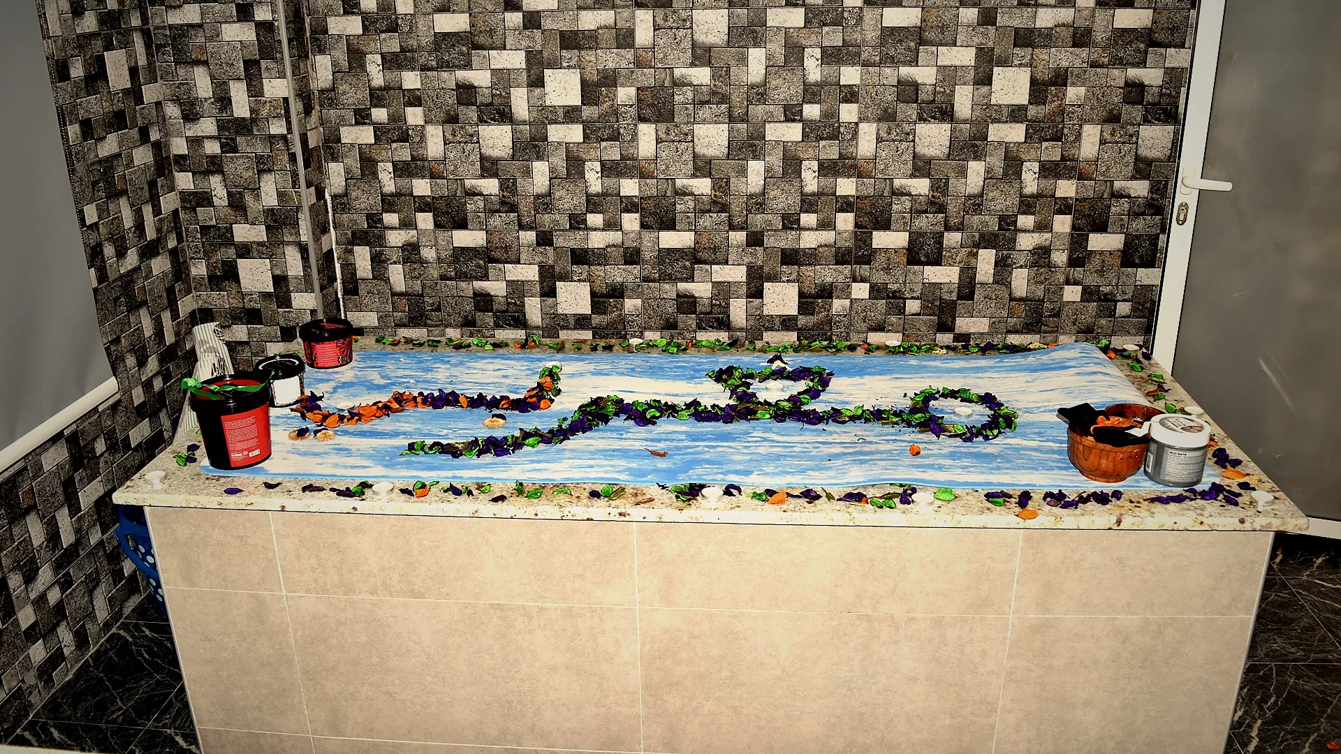 Green Velvet Ladies Salon — Moroccan bath room, signature treatment space