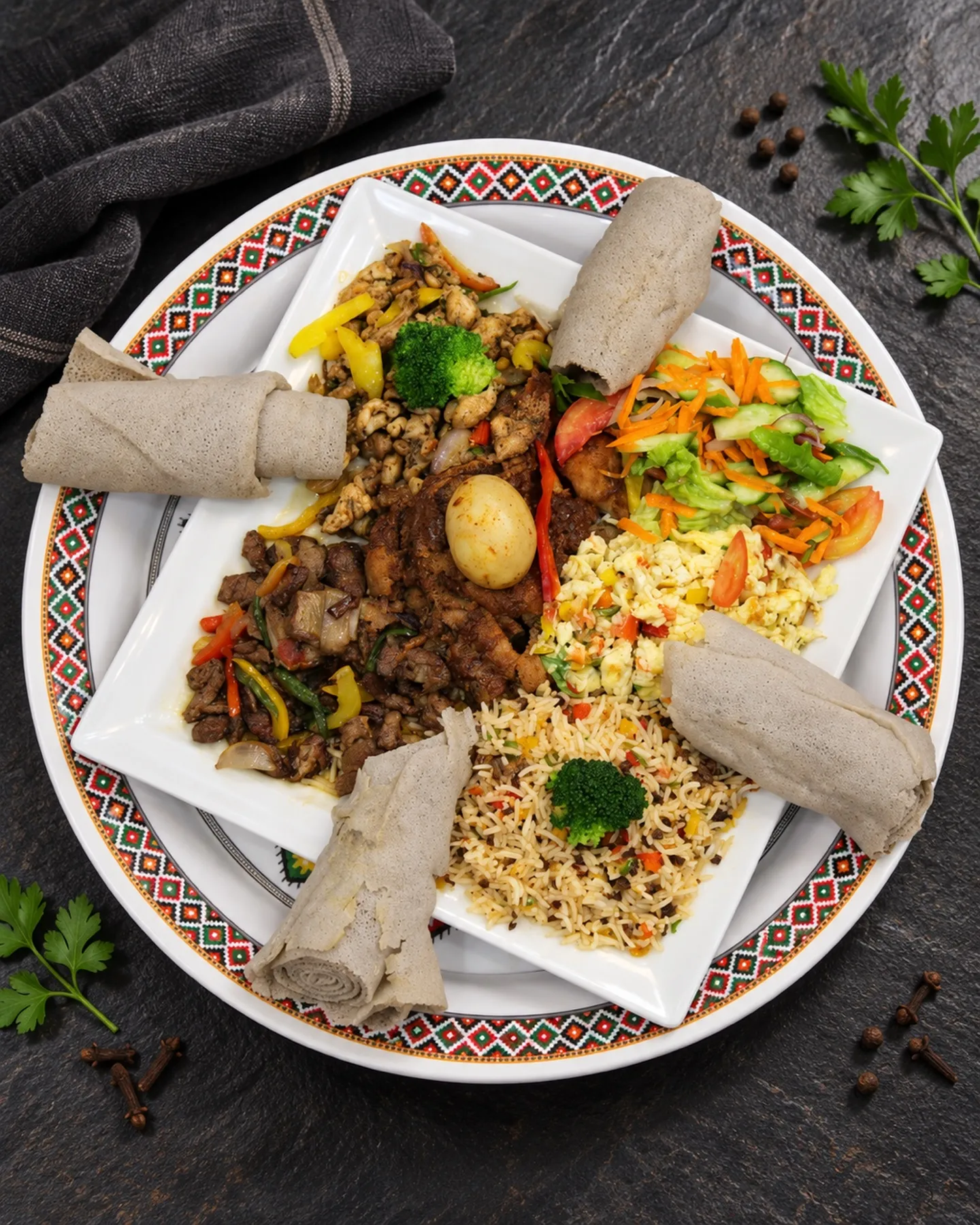 Combination platter — overhead