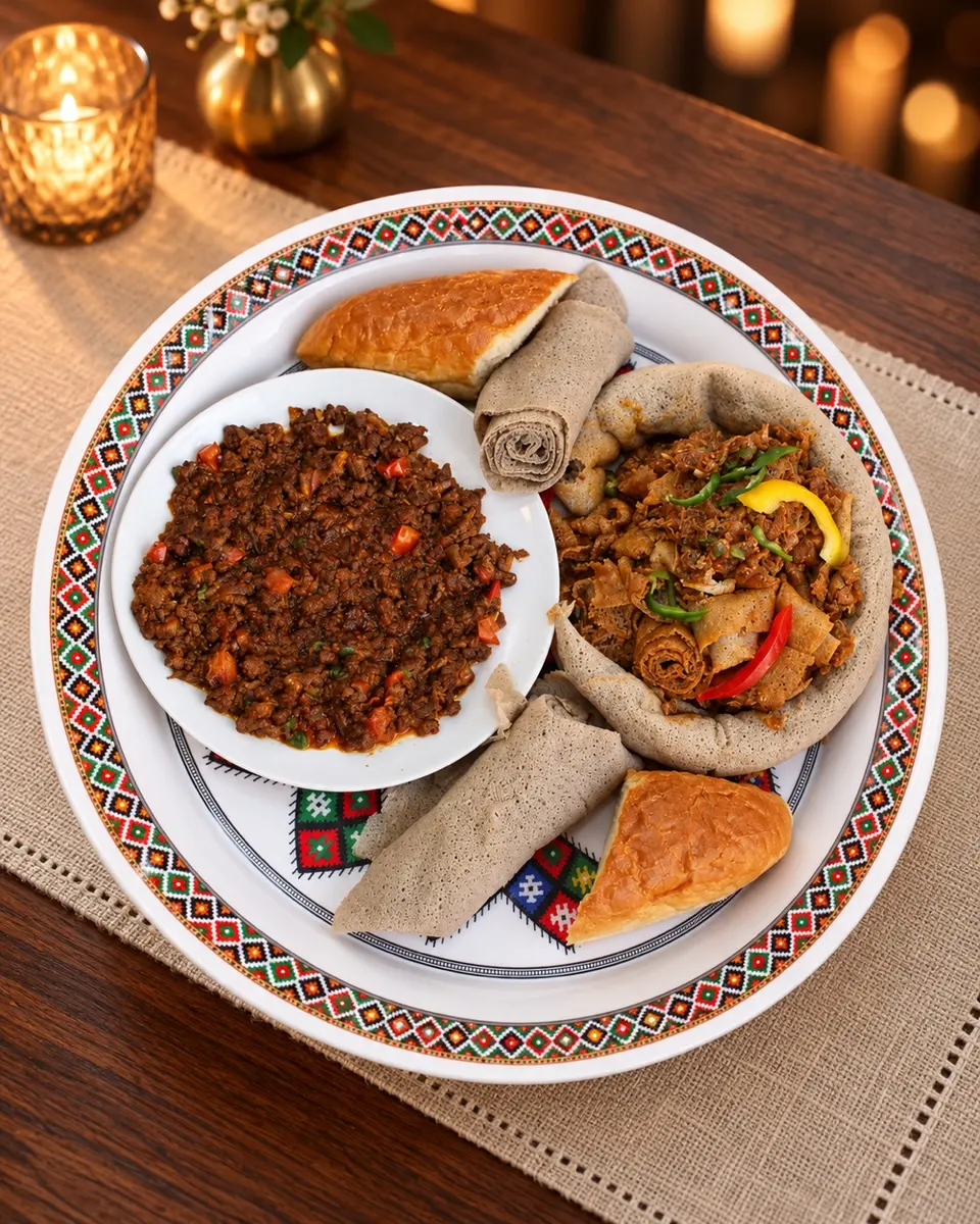 Double plate with bread — wider