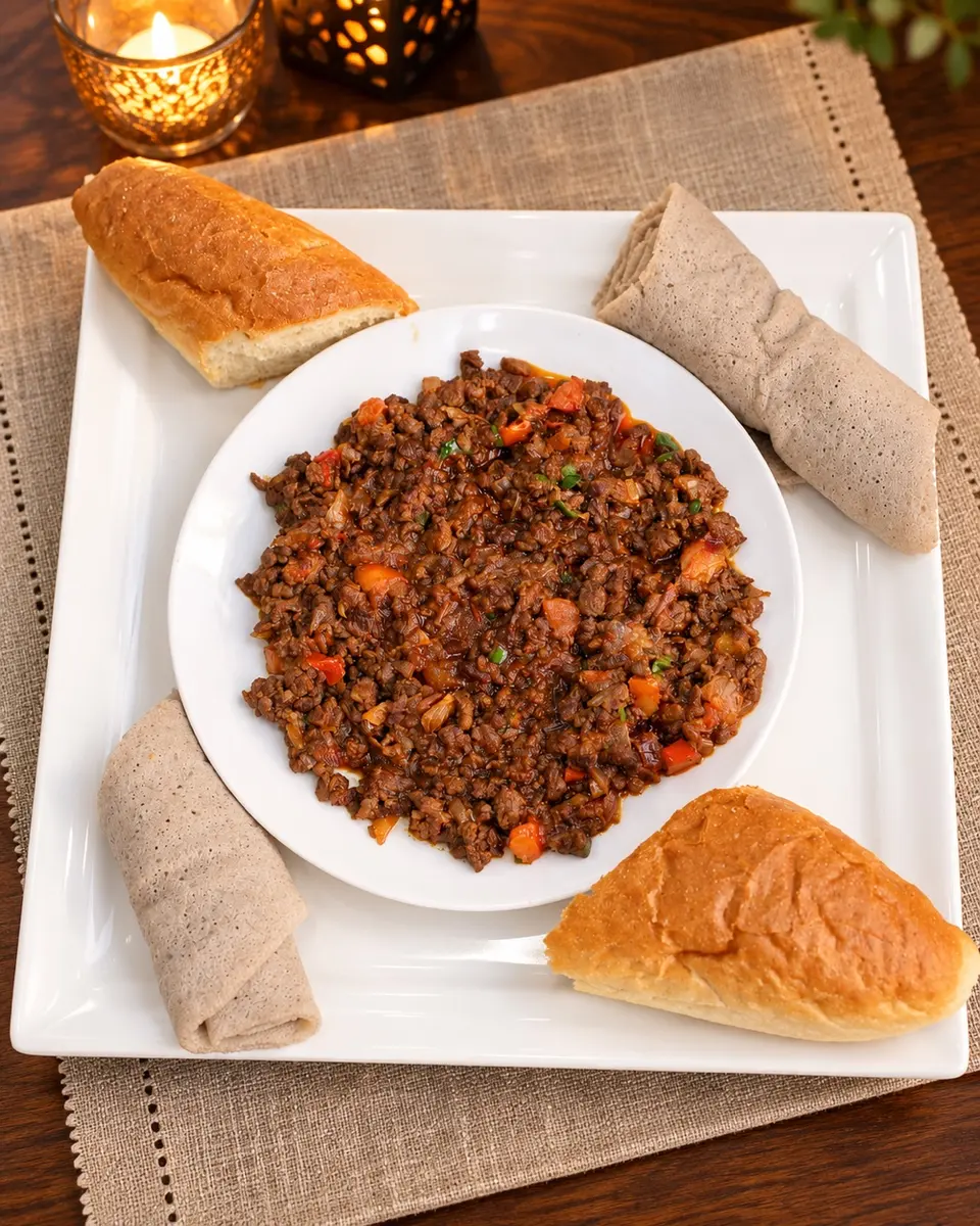 Minced beef — square platter