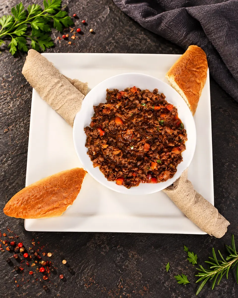 Minced beef — full table setting