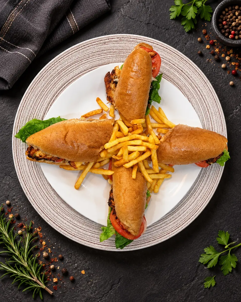 Sandwich platter with fries